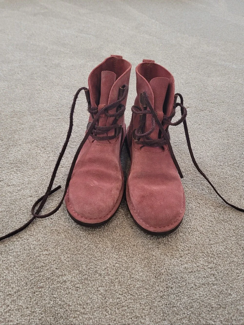 UGG Elvi Womens Red Clay Suede Lace Up Ankle Boots Size 7